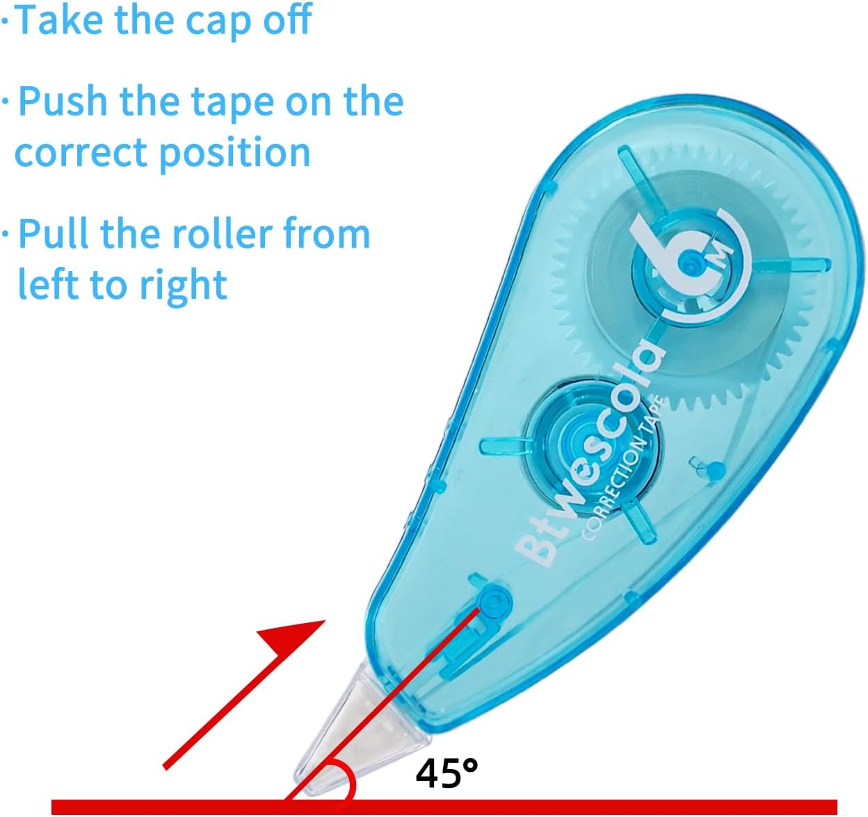 Correction Tape, Easy to Use Applicator for Instant Corrections, 19.7Feet 12-Count Pack Correction Tape for School, Office, Crafting(12pcs/Set)