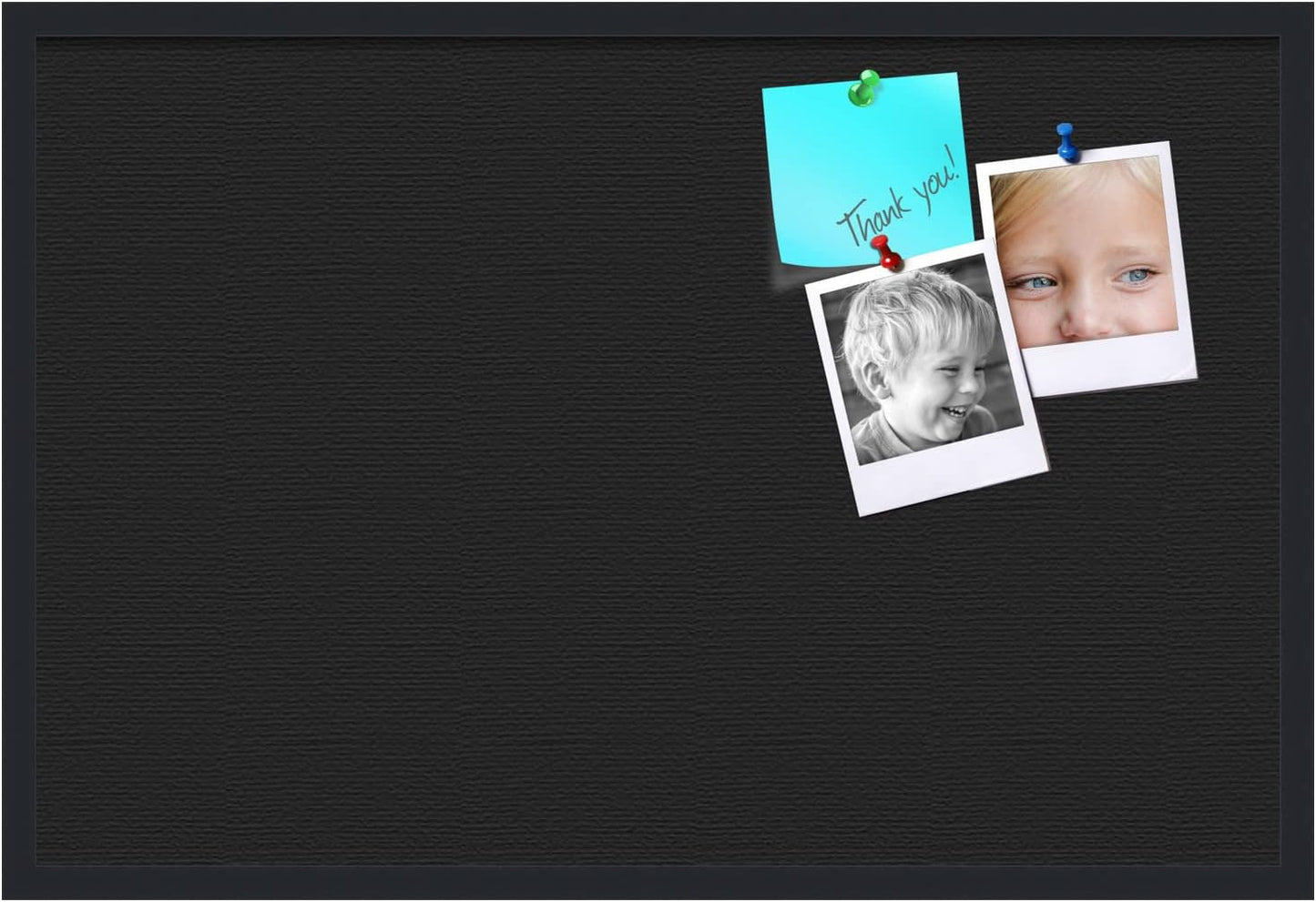 PinPix 36x24 Inch Cork Bulletin Board. This Decorative Framed Pin Board Comes with Solid Black Design and a Satin Black Frame. Ideal for Home Office Decor or Message Board (PinPix-622)