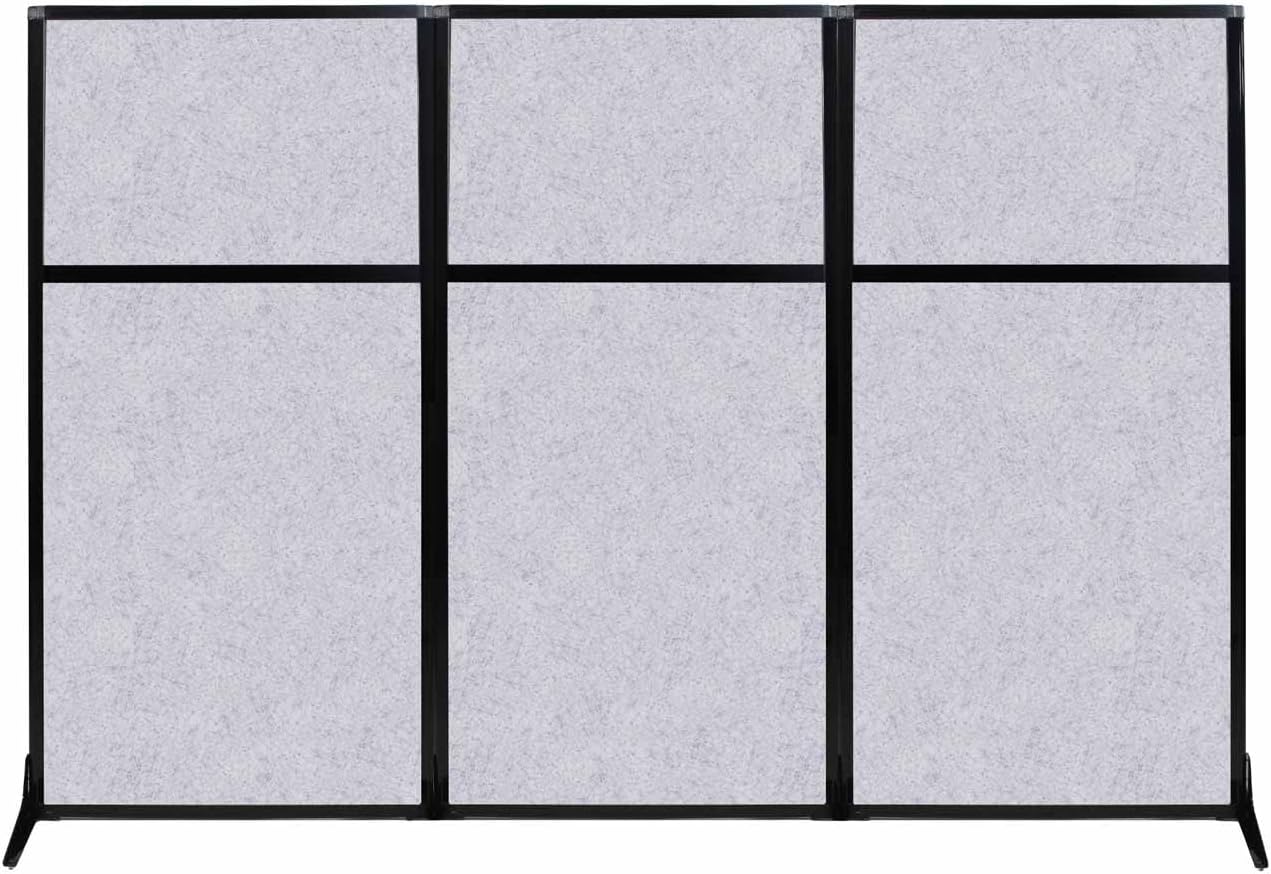 Versare Office Workstation Screen | Portable Wall Divider | Modern Cubicle | Freestanding Privacy Screen | Flexible Work Space | 3 Panels | 99" Wide x 70" Tall Marble Gray SoundSorb Panels