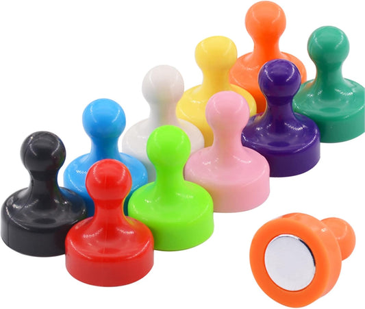 MIN CI Large Push Pin Strong Magnets for Whiteboard, 10 Colorful Decorative Neodymium Fridge Magnet, Small Cute Refrigerator Magnets, for Office Classroom Home Map Kitchen School Dry Erase Board