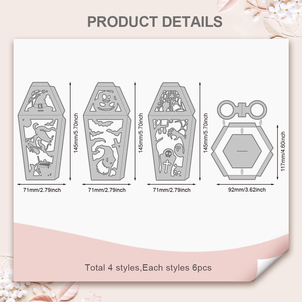 GLOBLELAND 3D Halloween Lantern Cutting Dies for Card Making Witch Spider Bat Black Cat Cut Die for DIY Scrapbooking Journal Embossing Paper Craft Decor