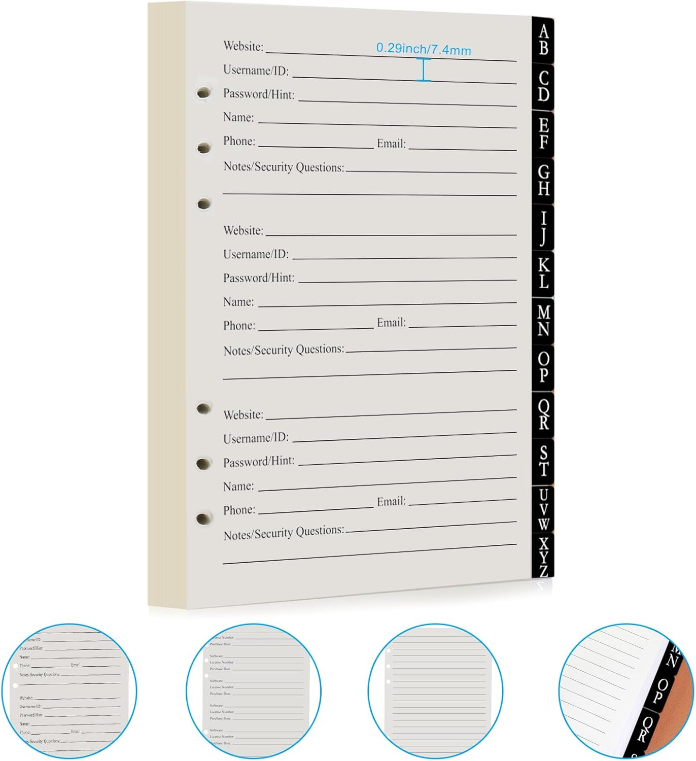 BTSFTOGET Password Book with Alphabetical Tabs & Lock, 302 Pages Leatherette Hardcover Internet Address Keeper Logbook, Refillable Pages, 576 Entries Large Print for Seniors Home Office, A5