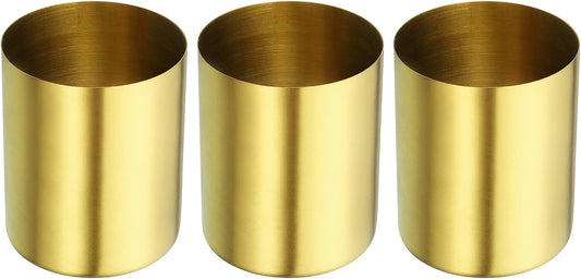 PATIKIL Pencil Holder, 3 Pack Pen Holder for Desk Stainless Steel Pencil Holders Cup Organizer Makeup Brush Holder for Desk Accessories, Golden