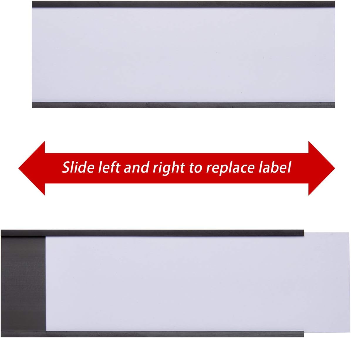 EEOYU Magnetic Label Holders with Magnets, Data Card Holders with Clear Plastic Protectors, Set of 30 (0.8 x 3 Inch)