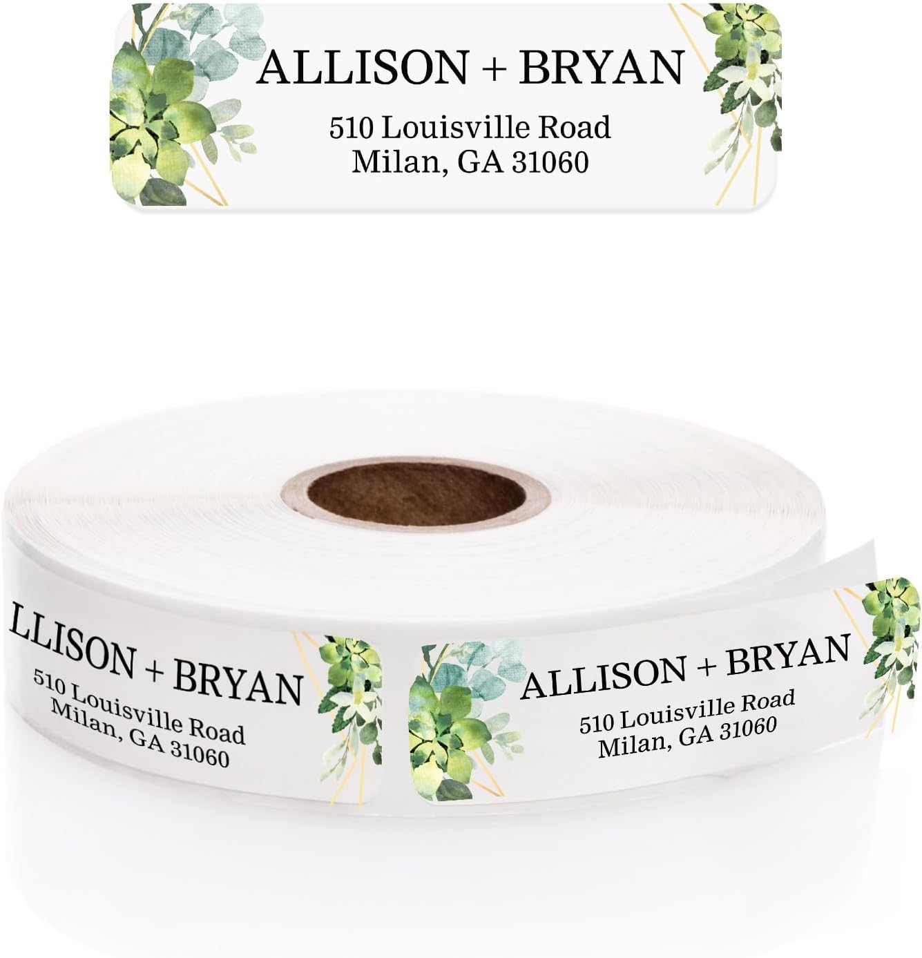 Clear Floral Greenery Rolled Address Labels / 500 Personalized Return Address Labels/Custom Address Stickers in Elegant Plastic Dispenser Greenery