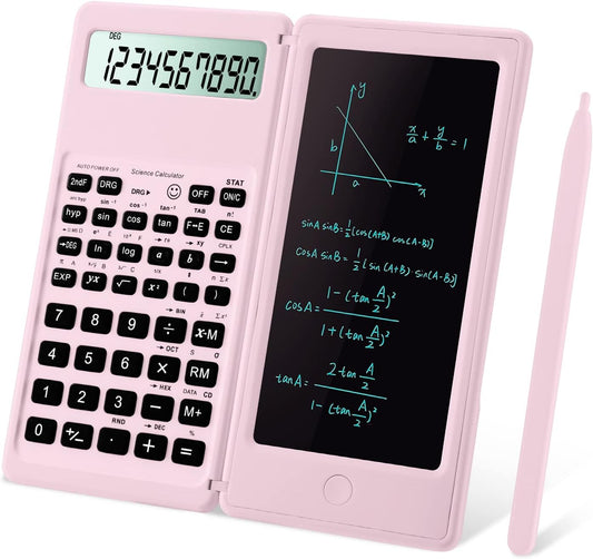 Scientific Calculators for Students, 10-Digit Large Screen, Math Calculator with Notepad, Classroom Must Haves for Middle High School Supplies & College （Pink