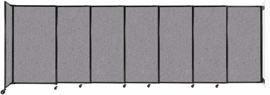Wall-Mounted Sliding StraightWall Room Divider | Adjustable Widths | Locking Wheels | Room Separator | Up to 15'6" Wide x 5' Tall Cloud Gray Fabric Panels