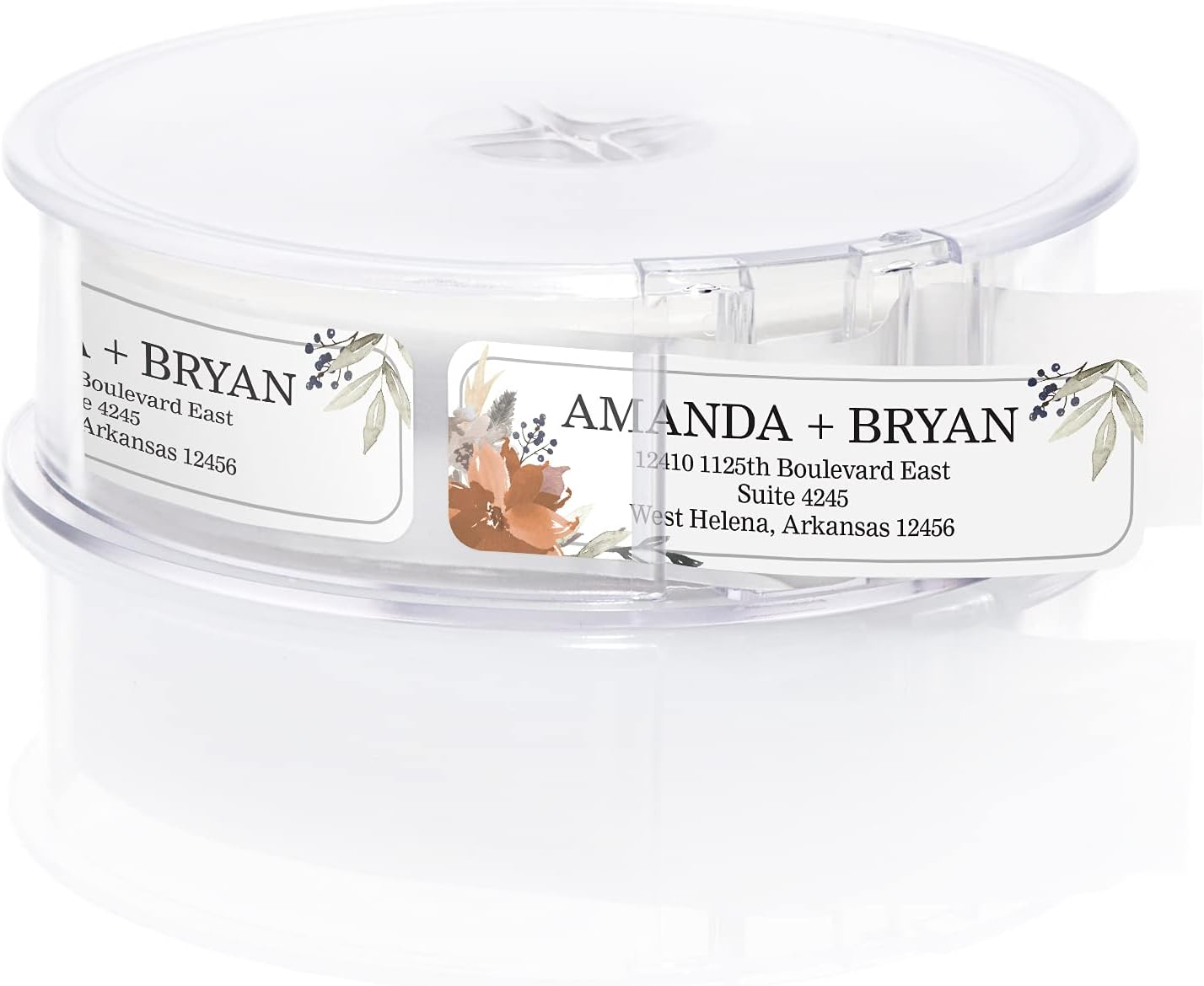 Indie Floral Rolled Address Labels/Roll of 250 Personalized Return Address Labels/Designer Return Address Stickers in Elegant Plastic Dispenser