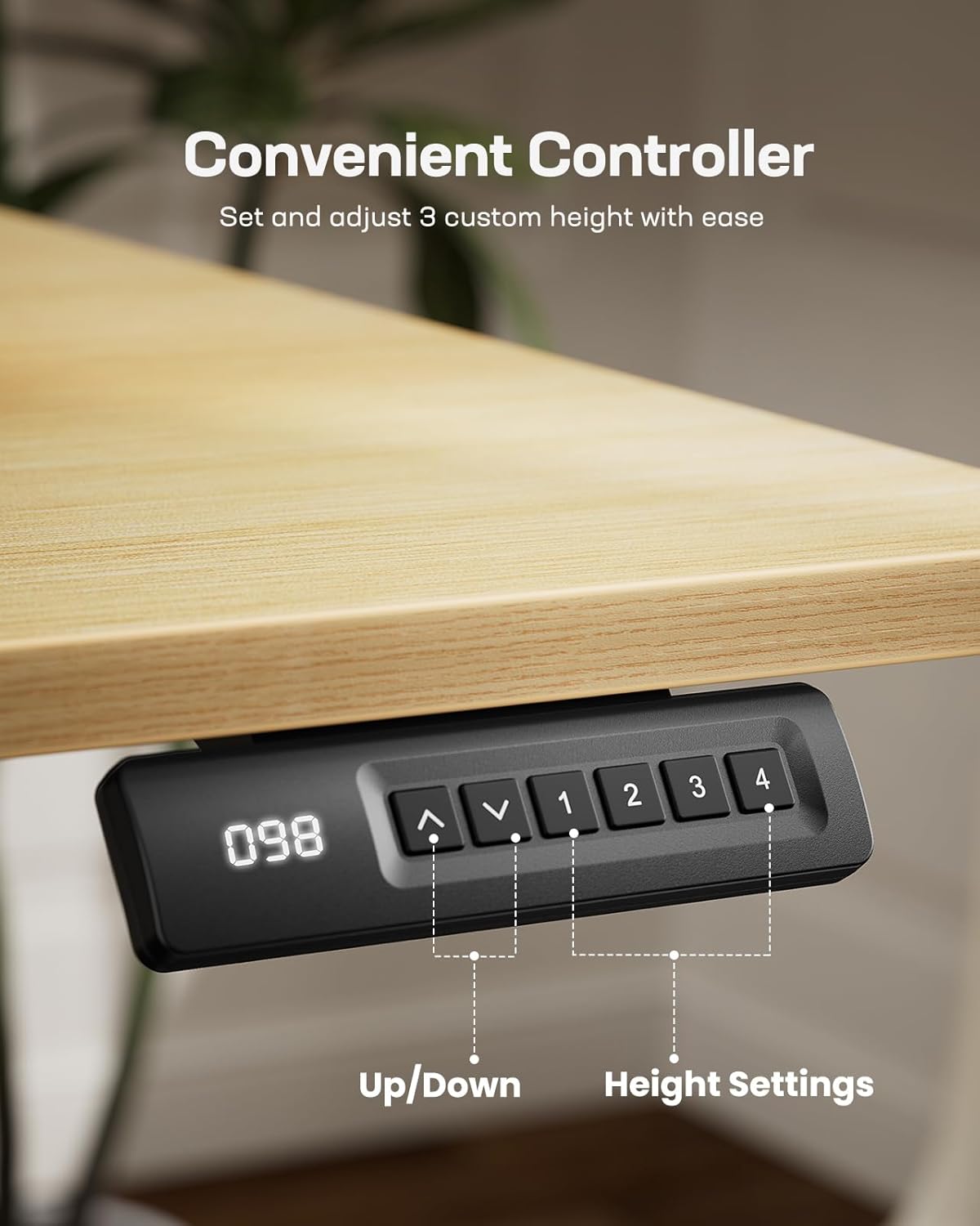 Marsail Electric Standing Desk, Adjustable Height Stand up Desk, 48 x 24 Inches Sit Stand Home Office Desk, Computer Desk, Maple