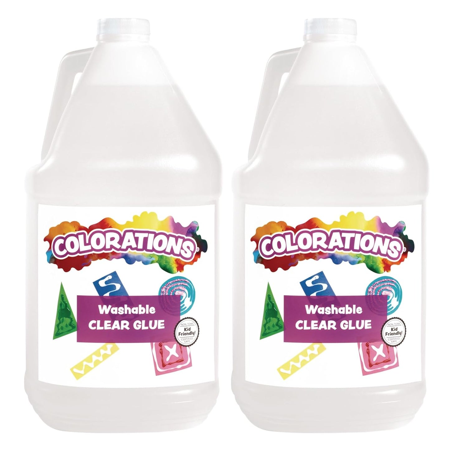 Colorations Washable Clear Glue, 2 Gallons, Dries Clear, Gluing, Crafts, School Supplies, Office, Home, Classroom, Projects, Washable School Glue, Non Toxic