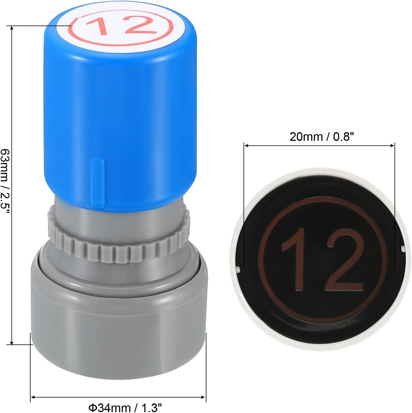 PATIKIL Number Stamps Self Inking, Numeral 12 Number Stamp Teacher Stamp Initial Stamp Ink Stamp for Class Notebook Scrapbooking DIY Craft Style 2, Red Ink