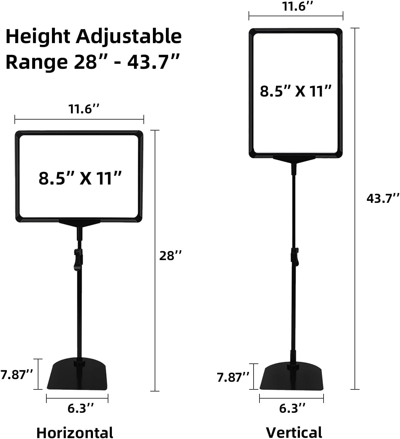 Sign Holder Stand 8.5 x 11,Sign Stand for Display,Adjustable Sign Holders For Table Top,Table Sign Holders,Suitable for indoor use (Black-8pcs)