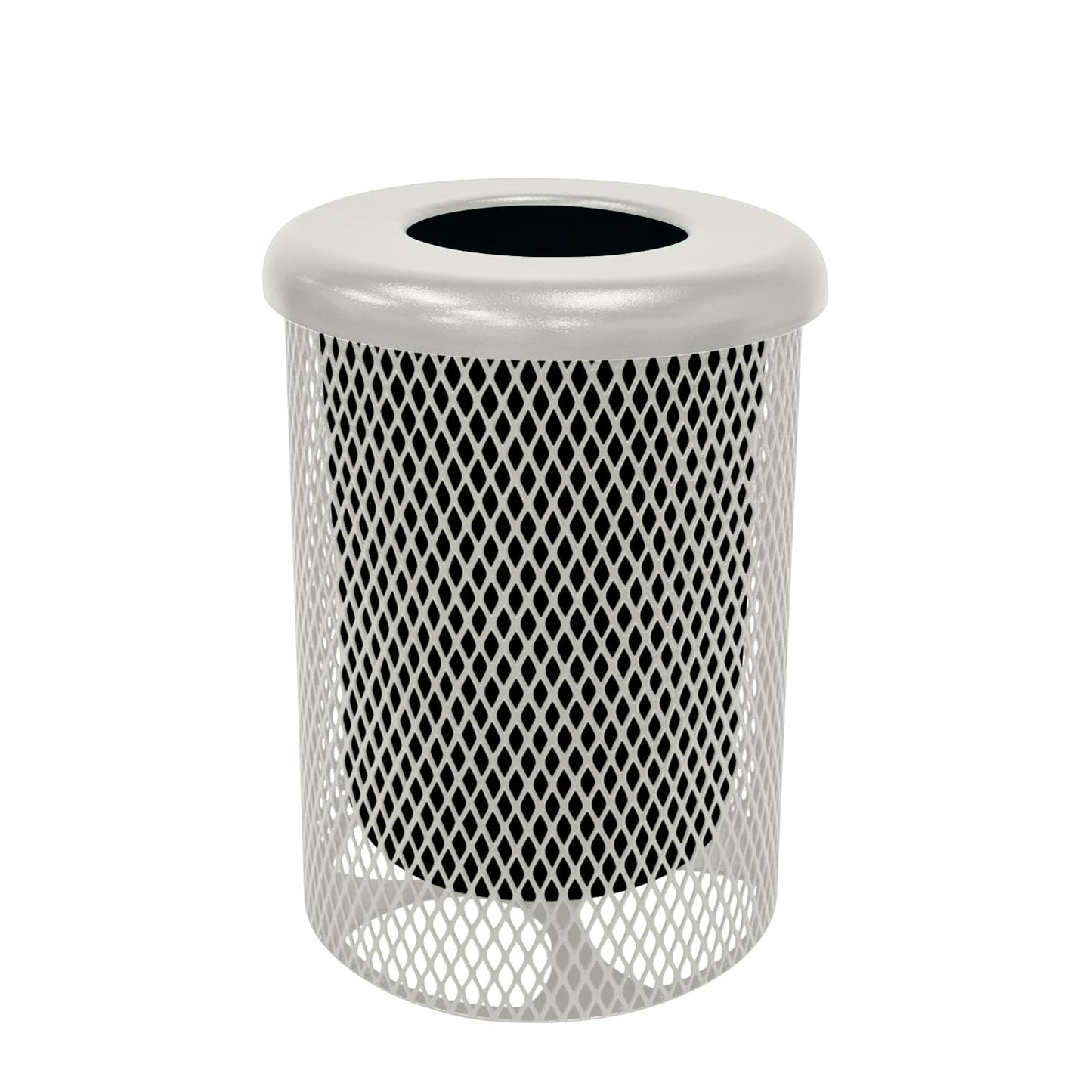 RFT-TXTGRY Heavy Duty Round Trash Receptacle with Flat Top, Liner Included, 32 Gallon, Textured Grey, Made in America