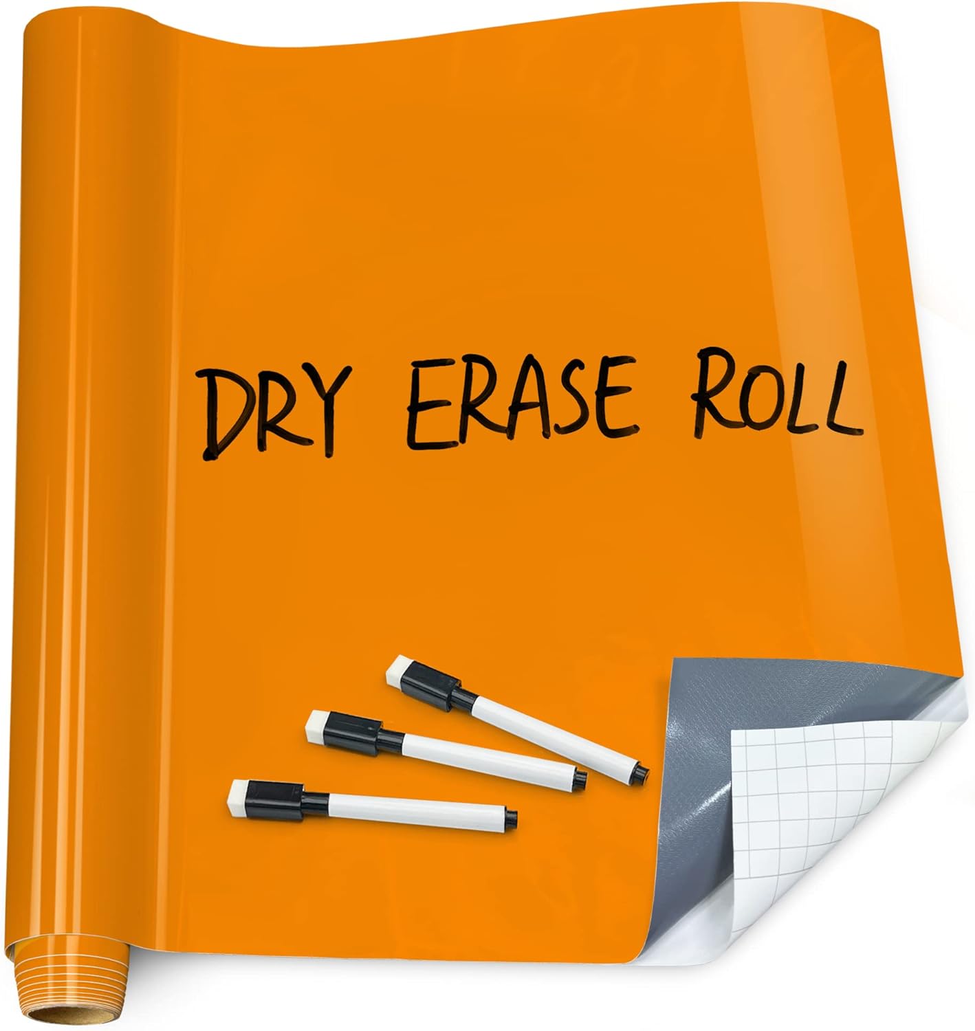 T&W SAME FILM White Board Dry Erase-Colorful Whiteboard Wall Sticker Roll 17.3''X78.7''-Self Adhesive Dry Erase Paper for Desk/Glass/Fridge/Office/Door/Classroom/Kids/Adults-3 Marker-Orange