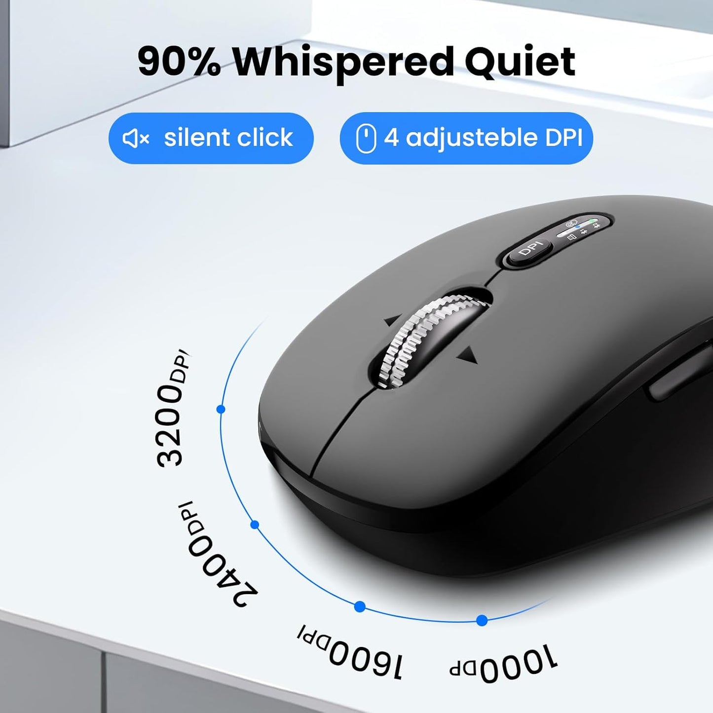 Wireless Bluetooth Keyboard and Mouse Combo (USB + Dual BT), Multi-Device Slim Keyboard and Mouse Set Compatible for Windows, Mac,PC Laptop iPad Tablet - QWERTY