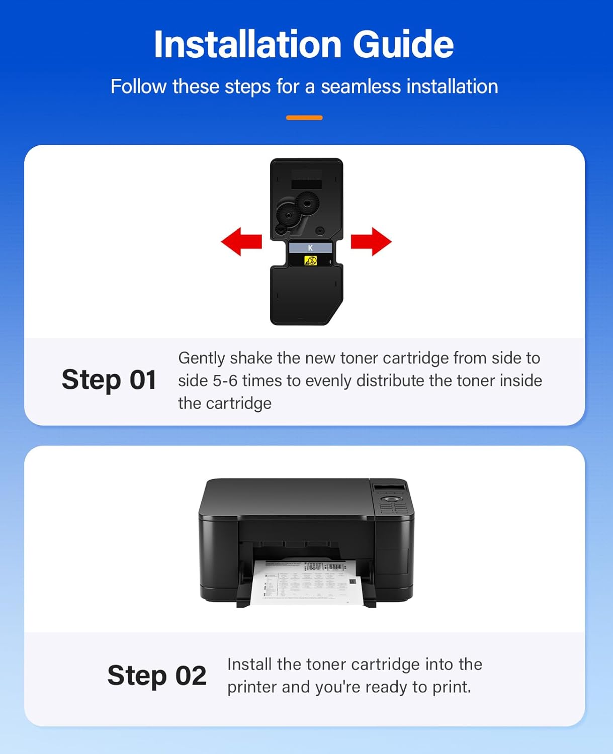 TK-5232 TK5232 Toner Cartridge 4Pack High Yield Replacement for Kyocera TK-5232K TK-5232C TK-5232M TK-5232Y Compatible with Kyocera ECOSYS M5521cdw P5021cdw P5021cdn M5521cdn Laser Printer Black Color
