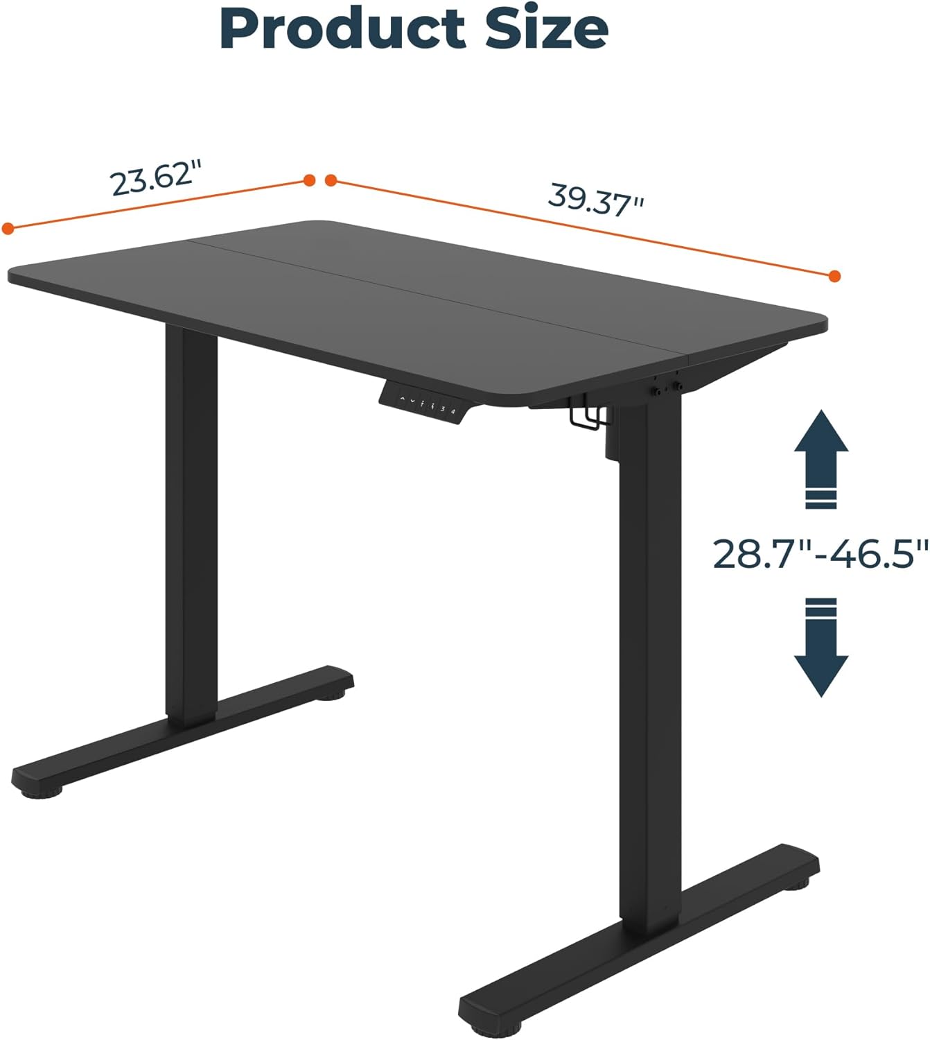 Adjustable Stand Up Desk Standing Desk, 40x24 Inches Home Office Desks with Memory Preset Computer Workstation, Splice Black Top + Black Frame
