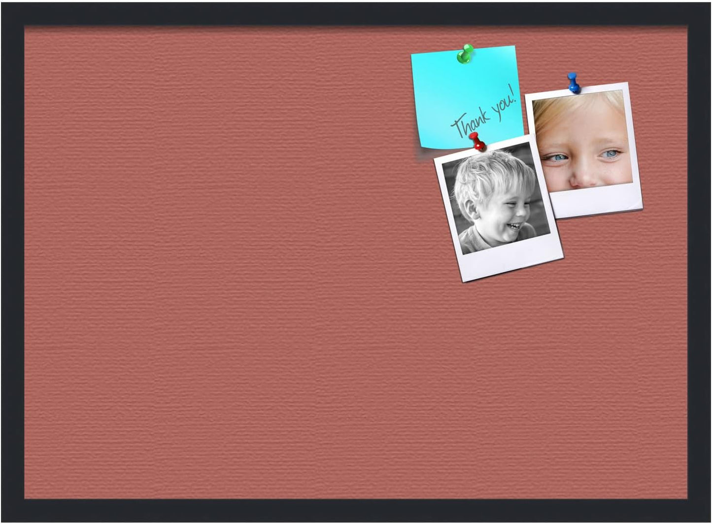 PinPix 28x20 Inch Cork Bulletin Board. This Decorative Framed Pin Board Comes with Crimson Pastel Design and a Satin Black Frame. Ideal for Home Office Decor or Message Board (PinPix-1807)