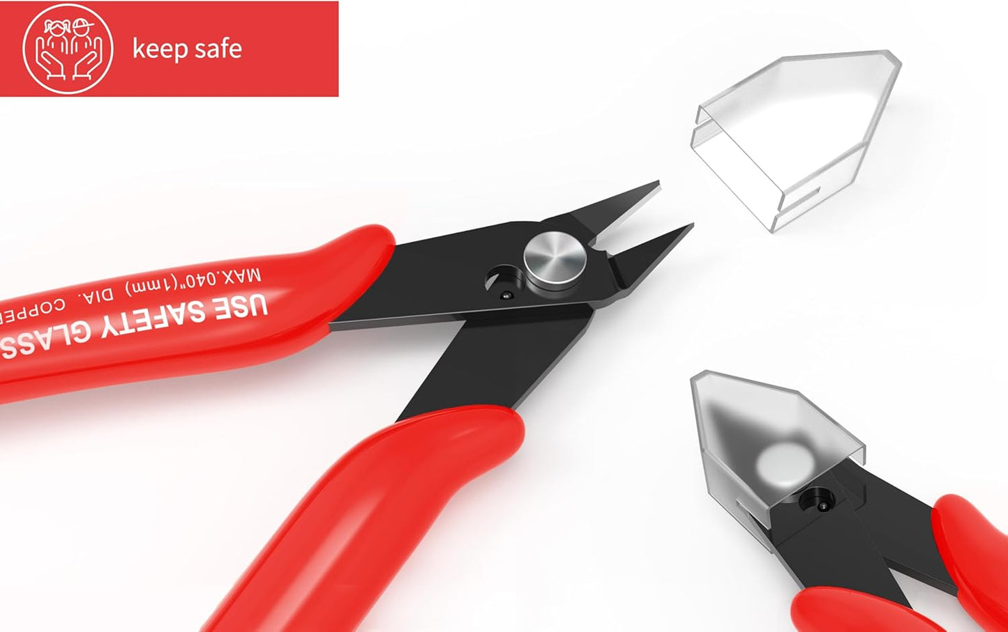 HongWay 5pcs Wire Cutters, Micro Flush Cutters with Spring, Wire Cutting Pliers, Wire Snips for Electronics Soft Copper Jewelry Making, 5-inches, Red