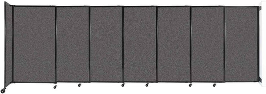 Wall-Mounted Sliding StraightWall Room Divider | Adjustable Widths | Locking Wheels | Room Separator | Up to 15'6" Wide x 5' Tall Charcoal Gray Fabric Panels