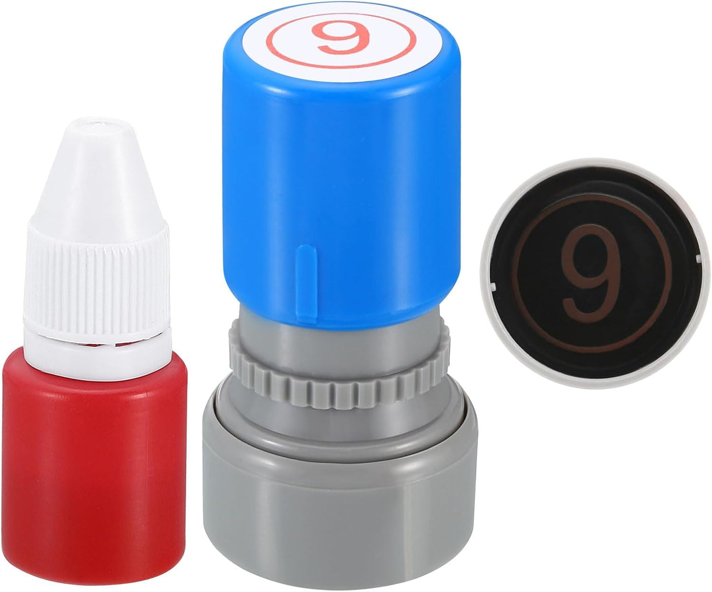 PATIKIL Number Stamps Self Inking, Numeral 9 Number Stamp Teacher Stamp Initial Stamp Ink Stamp for Class Notebook Scrapbooking DIY Craft Style 2, Red Ink