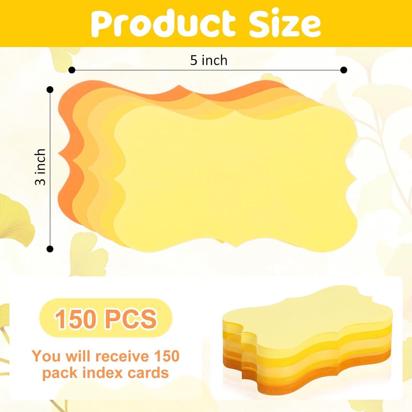 150 Pcs Yellow Blank Index Cards 3x5 Inch Study Notecards Blank Flash Cards Assorted Cardstock Paper Business Cards Heavy Note Cards For Studying Organizing School Office Supplies