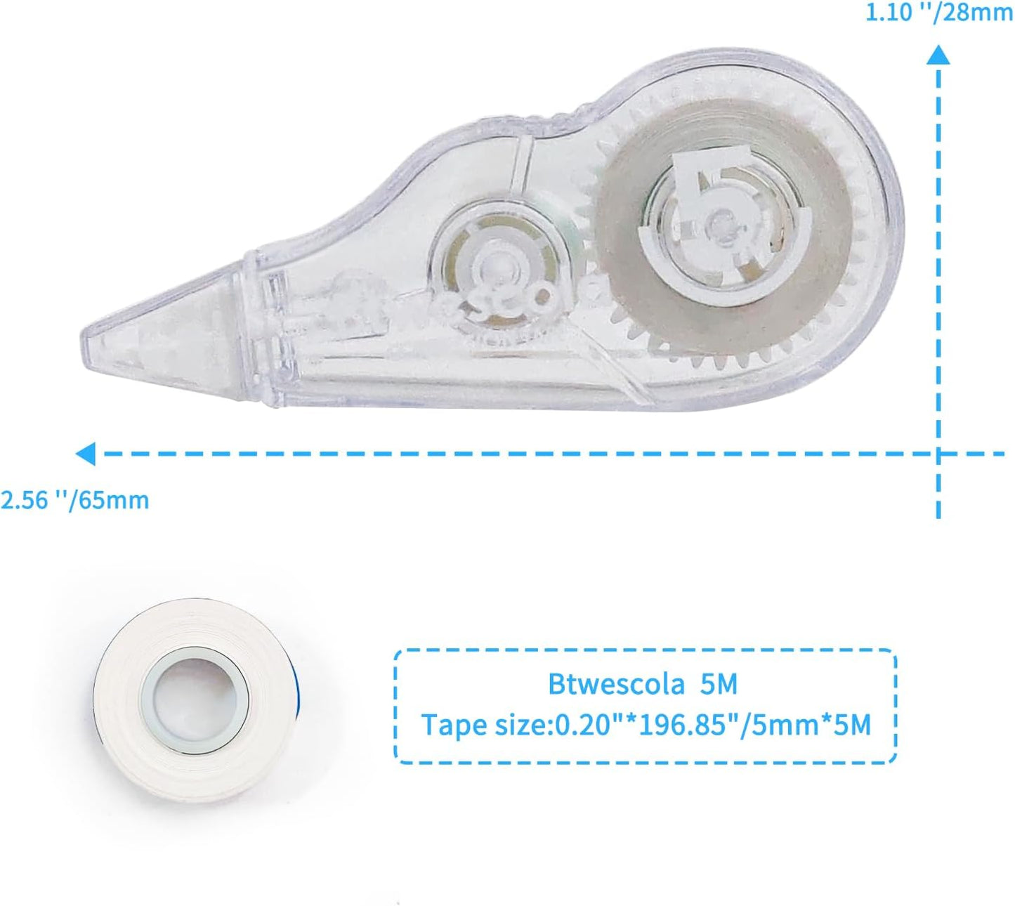 Correction Tape, 16.4FT EZ Tear-resistant Correction Tape, Easy To Use Applicator for Instant Correction Without Drying Time (20pcs/set)