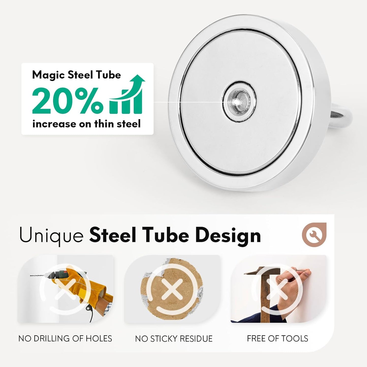 Neosmuk Magnetic Hooks, Heavy Duty 170lb+ Strong Magnets for Cruise Cabins, Ship Essentials, Large Metal Hooks for Hanging on Fridge(Silver,Pack of 4)