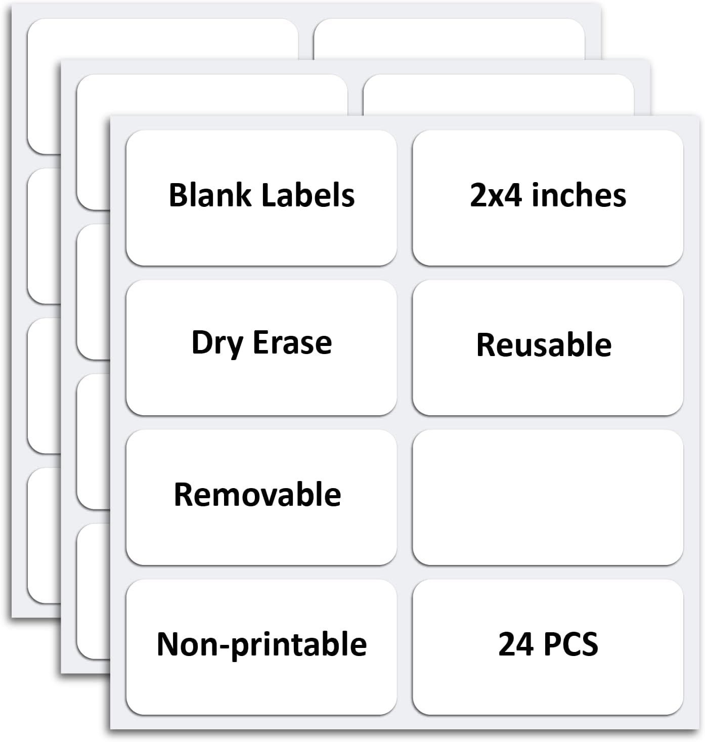 SVNOOC Multi-Use Removable Dry Erase Labels Stickers, White, Reusable Sticky Notes (2x4 inches) (2 * 4 inches White)