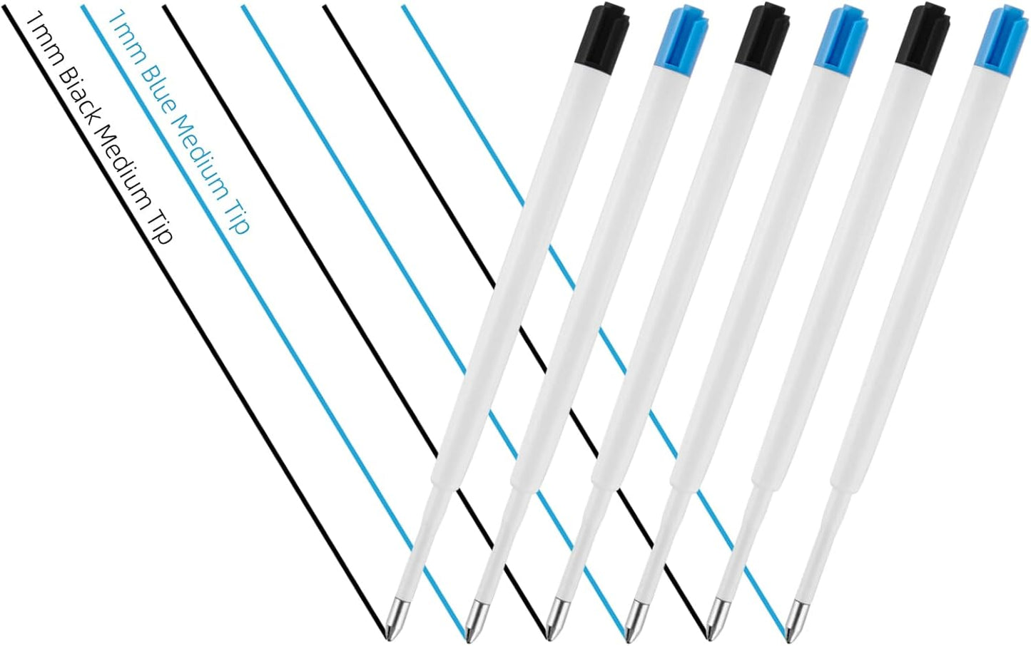 YOUMI 3.9inch 10 Pcs Black Ink Refills, Ink Tip 1.0 mm (Black Refills)