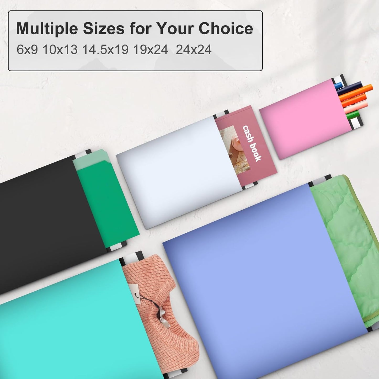 Poly Mailers 14.5x19, Large Poly Mailers 100 Pack, Shipping Mailers with Self Seal Adhesive, Waterproof and Tear-Proof Mailers Poly Bags for Small Business (Black）