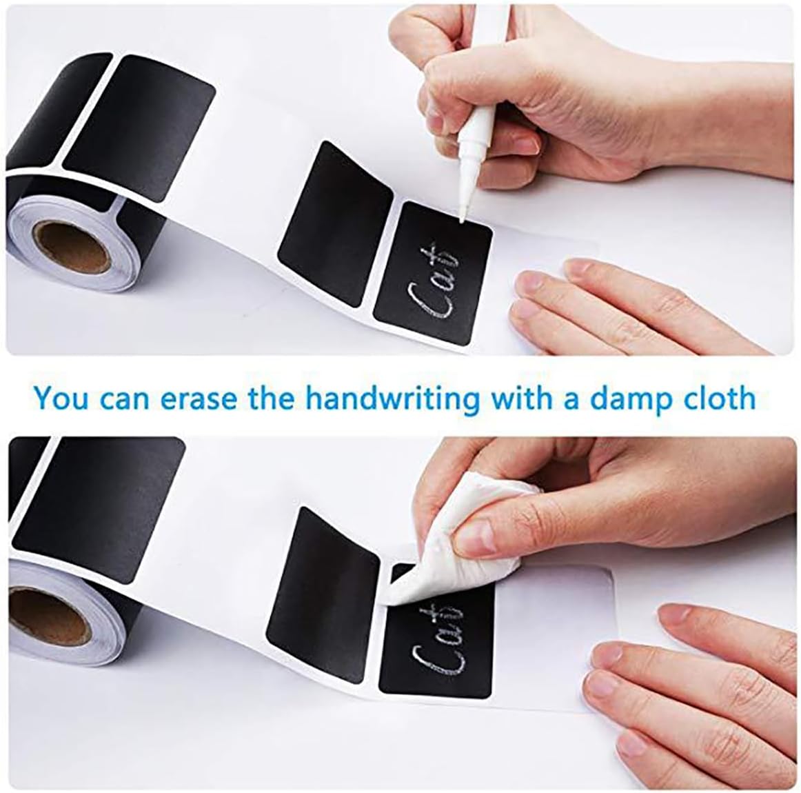 Chalkboard Labels 180 Pcs Waterproof Reusable Label for Food Containers Chalk Sticker Labels with 2 Liquid Chalk Markers for Mason Jars, Parties Decoration, Craft Rooms, Storage, Home, Kitchen