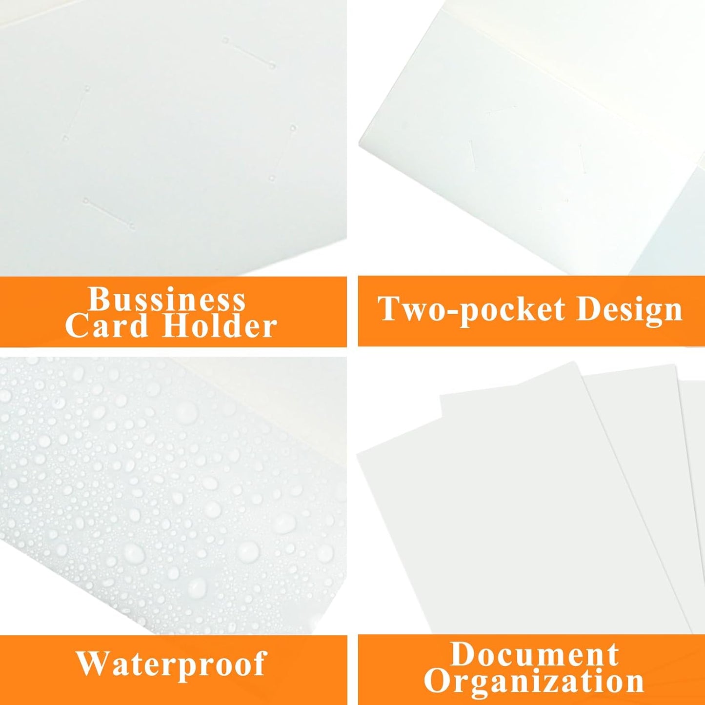 50Pcs White Folders with Pockets and Business Card Holder,2 Pocket Folders for School,Home or Office,Durable Heavy Duty File Folders