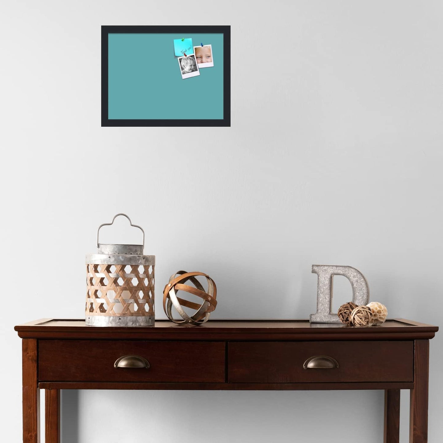 PinPix 16x12 Inch Cork Bulletin Board. This Decorative Framed Pin Board Comes with Aqua Pastel Design and a Satin Black Frame. Ideal for Home Office Decor or Message Board (PinPix-1806)