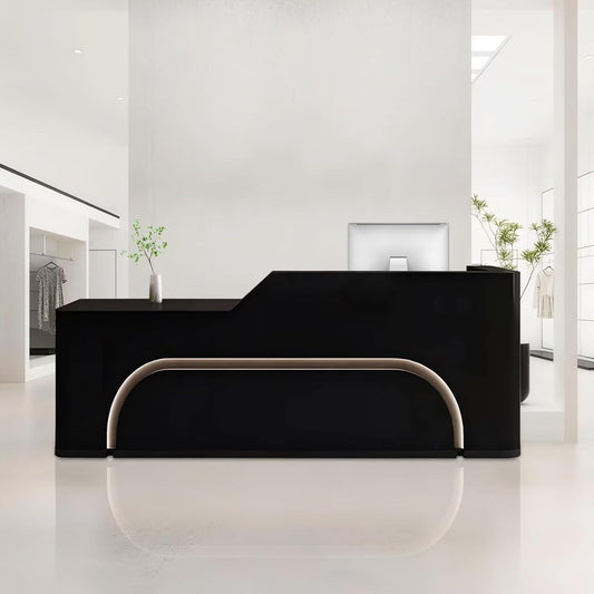 Reception Desk with Counter Modern Front Office Desk Large Reception Room Tables Checkout Counter Reception Table for Retail Lobby Beauty Salons E 87inch/220cm