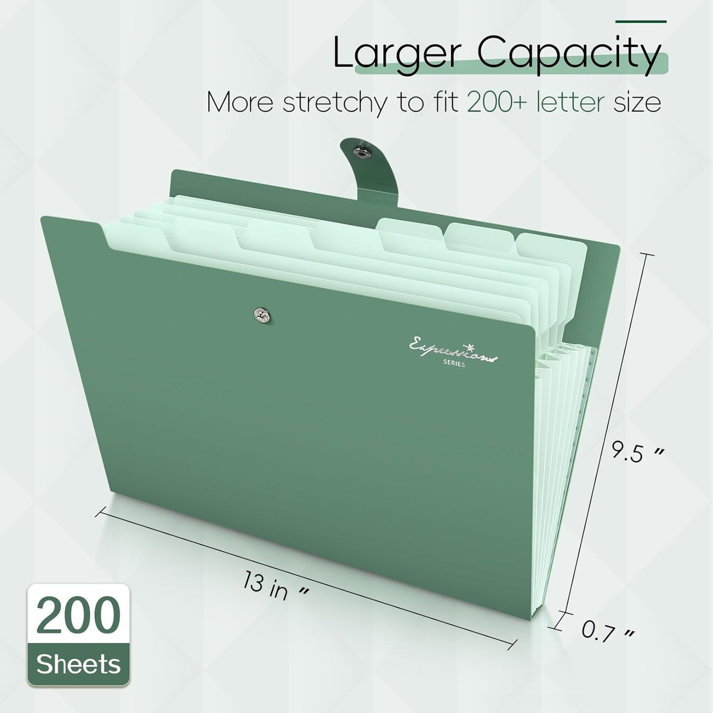 Sooez Elegant Accordion File Organizer with Labels, 8 Pocket Expanding File Folder, Portable Folders for Documents, Cute Paper Organizer for School Office Supplies, Letter Size, Off White