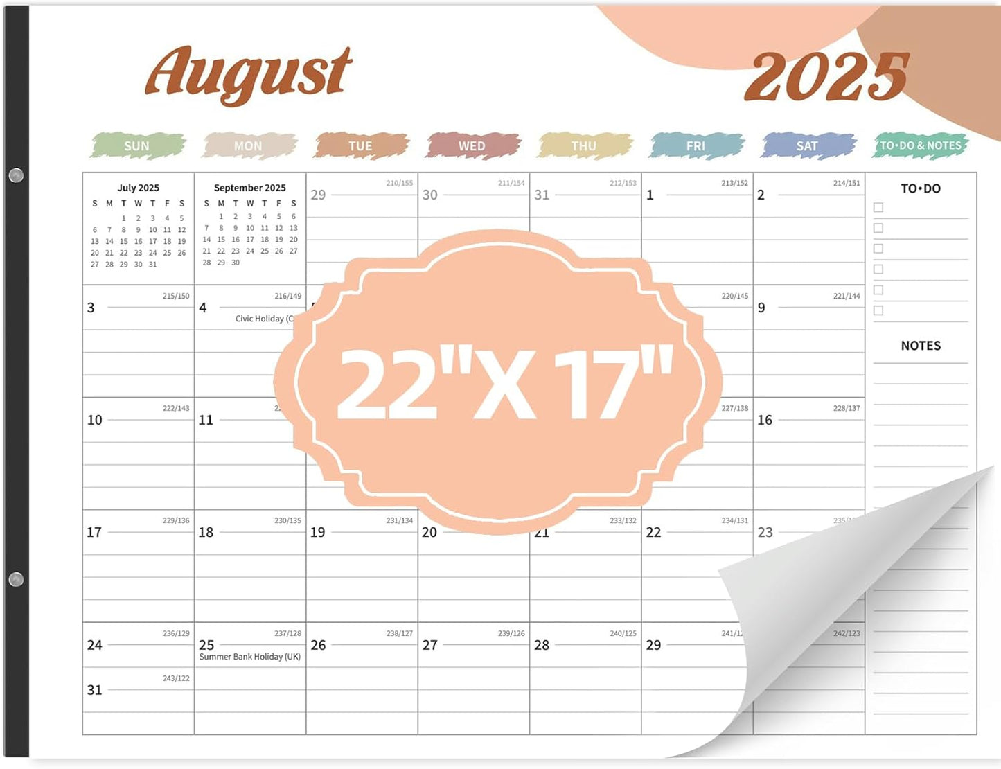 Desk Calendar 2025-2026, Desk Calendar Large 22x17, 18 Months Desk Top Calendar, From July 2025 to December 2026 with To Do & Notes, Holiday & Julian Date for Home, School & Office