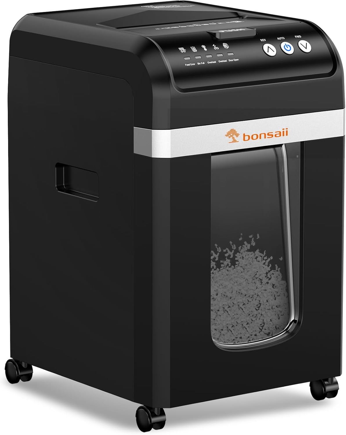 Bonsaii 200-Sheet Auto Feed Paper Shredder, 60 Minutes Nonstop Heavy Duty Shredders, 8.1 Gallon Large Bin Office Document Shredder, Micro-Cut/High Security P-4 Commercial Grade Shredder (C283-A)