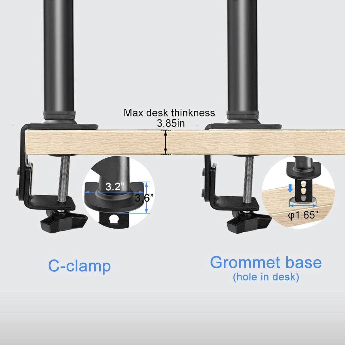 Suptek Single LED LCD Monitor Desk Mount Heavy Duty Fully Adjustable Monitor Stand for 1 / One Screen up to 27 inch