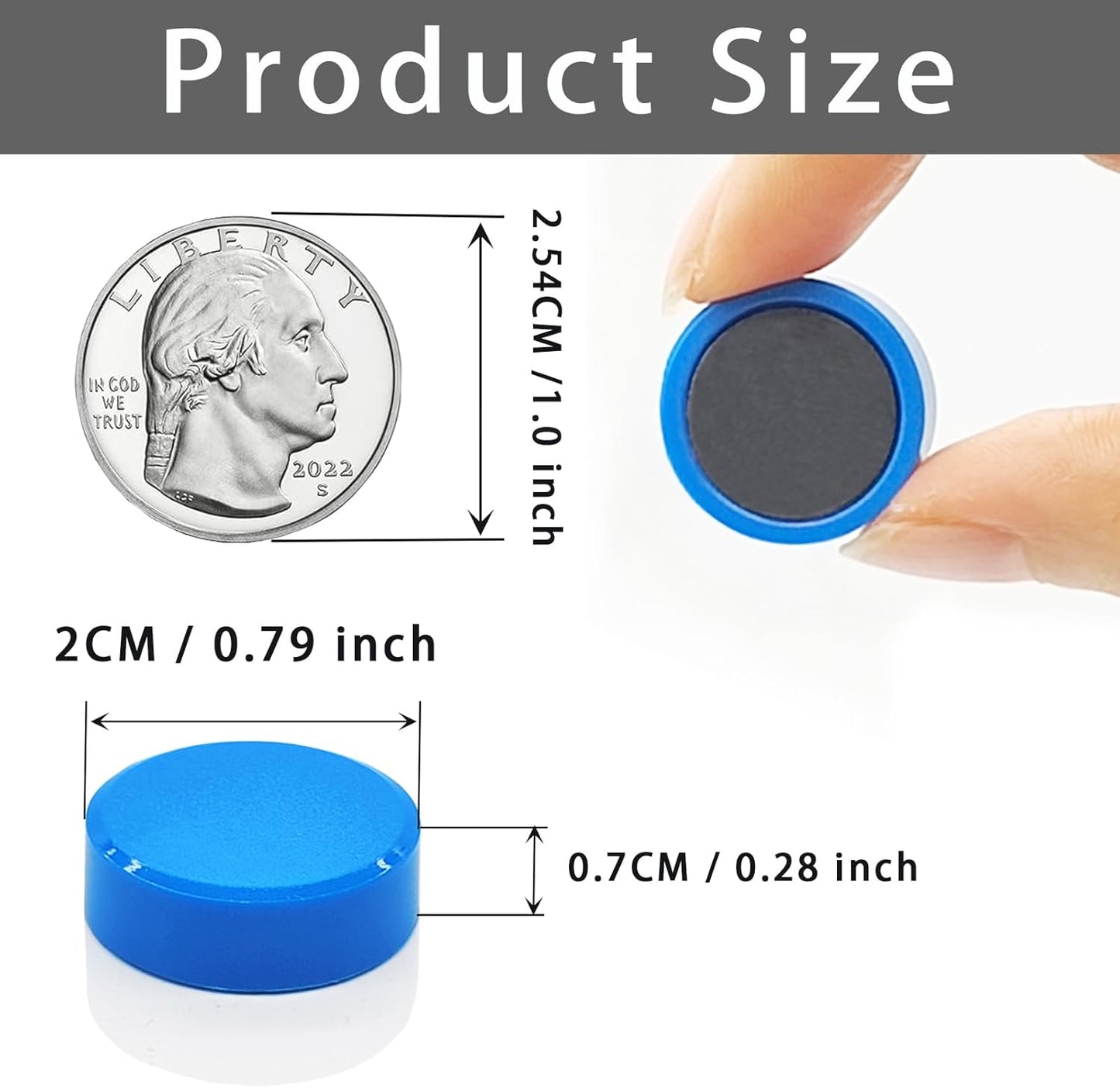 ZDZBLX Fridge Magnets Refrigerator Magnets, 40 Pcs Magnet Strong Magnets Small Magnets for Whiteboard, Heavy Duty Magnets Mini Magnets Cute Magnets Round Magnets for Fridge,Locker,Kitchen,Office, Blue