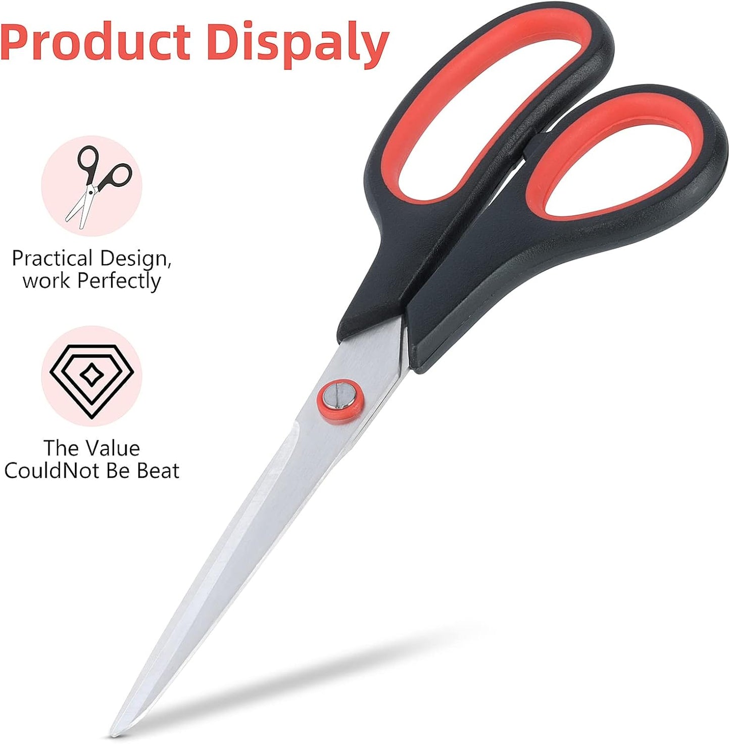 Scissors All Purpose for Office Heavy Duty, 8" Scissors Bulk Pack of 24 for Home Craft Sewing Fabric Supplies, High/Middle School Student Teacher Scissor,Right/Left Handed