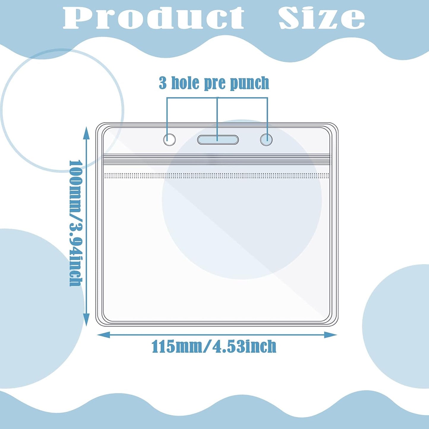 Zonon 150 Pcs Name Badge Holders Clear Plastic ID Card Name Tag Holders Badge Sleeves Horizontal Waterproof Transparent PVC Sleeve Cover Pouch for Office School Travel(4.53 x 3.94 Inch)