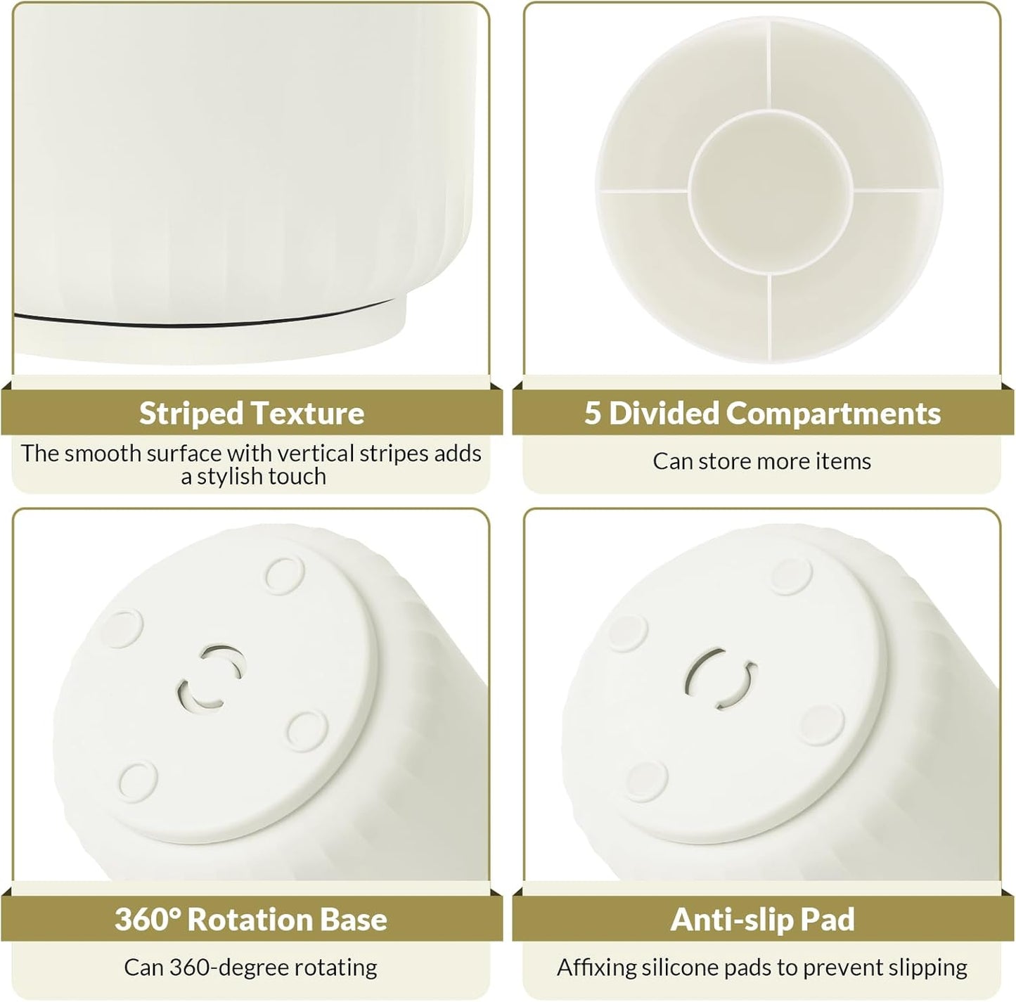 SKYDUE 360 Degree Rotating Desk Organizer, Small Dual-Purpose Pencil Pen Holder for Desk, Rotating Pencil Cup with 5 Slots, Office Supplies, Desk Decor for Office, School, Home