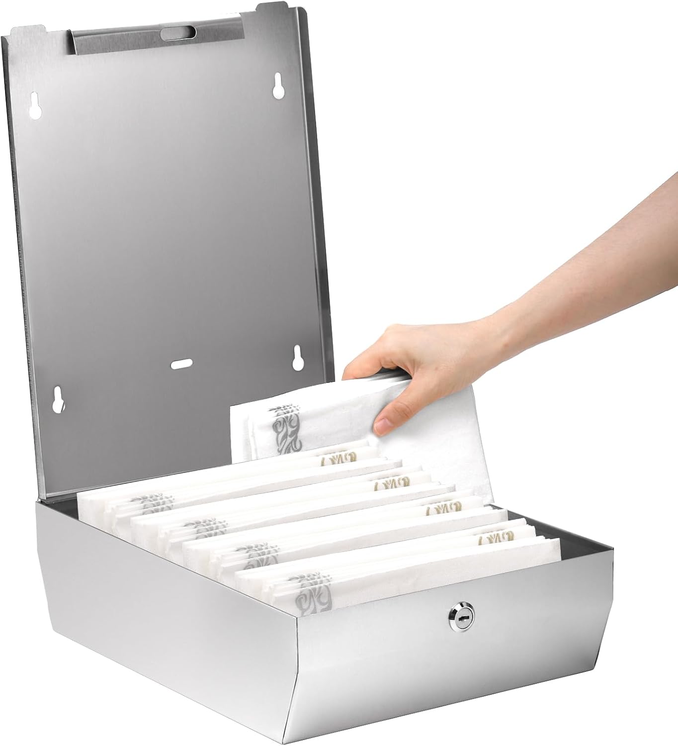 Suwimut Paper Towel Dispenser Wall Mount, Commercial Stainless Steel Hand Towel Dispenser Holds Multifold, Trifold, C Fold, Touchless Hand Towels Dispenser with Lock for Restroom, Bathroom, Kitchen