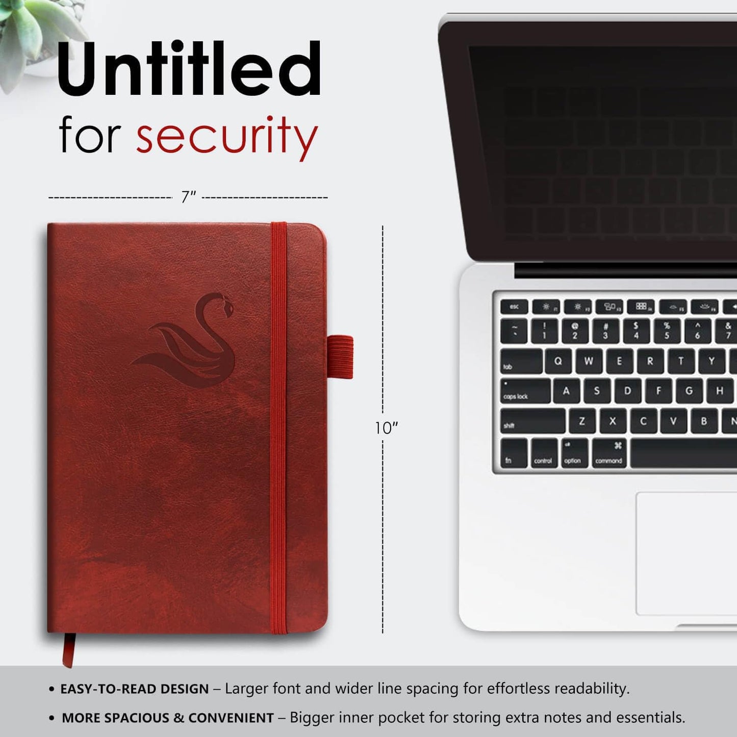 Elegant Password Book with Alphabetical Tabs - Hardcover Password Book for Internet Website Address Login - 7" x 10" Password Keeper and Organizer w/Notes Section & Back Pocket (Wine Red)