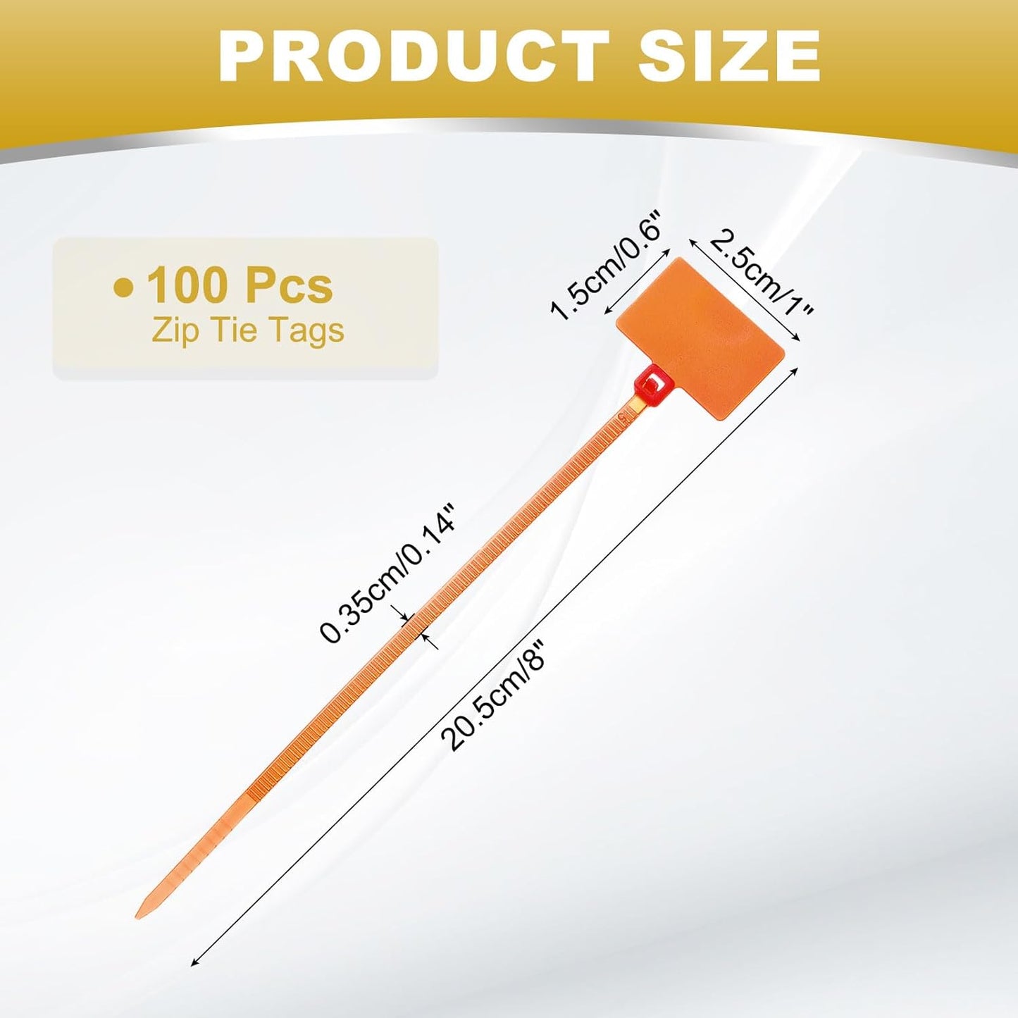 uxcell 100 Pcs Cable Label Marker Tags, Nylon Cable Zip Tie Tags 8.7 Inch Writable Self-Locking Wire Labels Zip Ties for Organization Marking, Orange