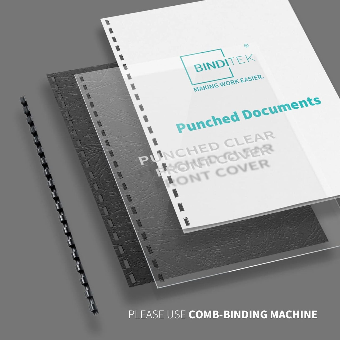 Binditek 30 Pack Plastic Binding Comb Spines, 3/4 Inch Diameter, 150 Sheet Capacity, 19 Ring, for Letter Size, Black, for Students and Coworkers