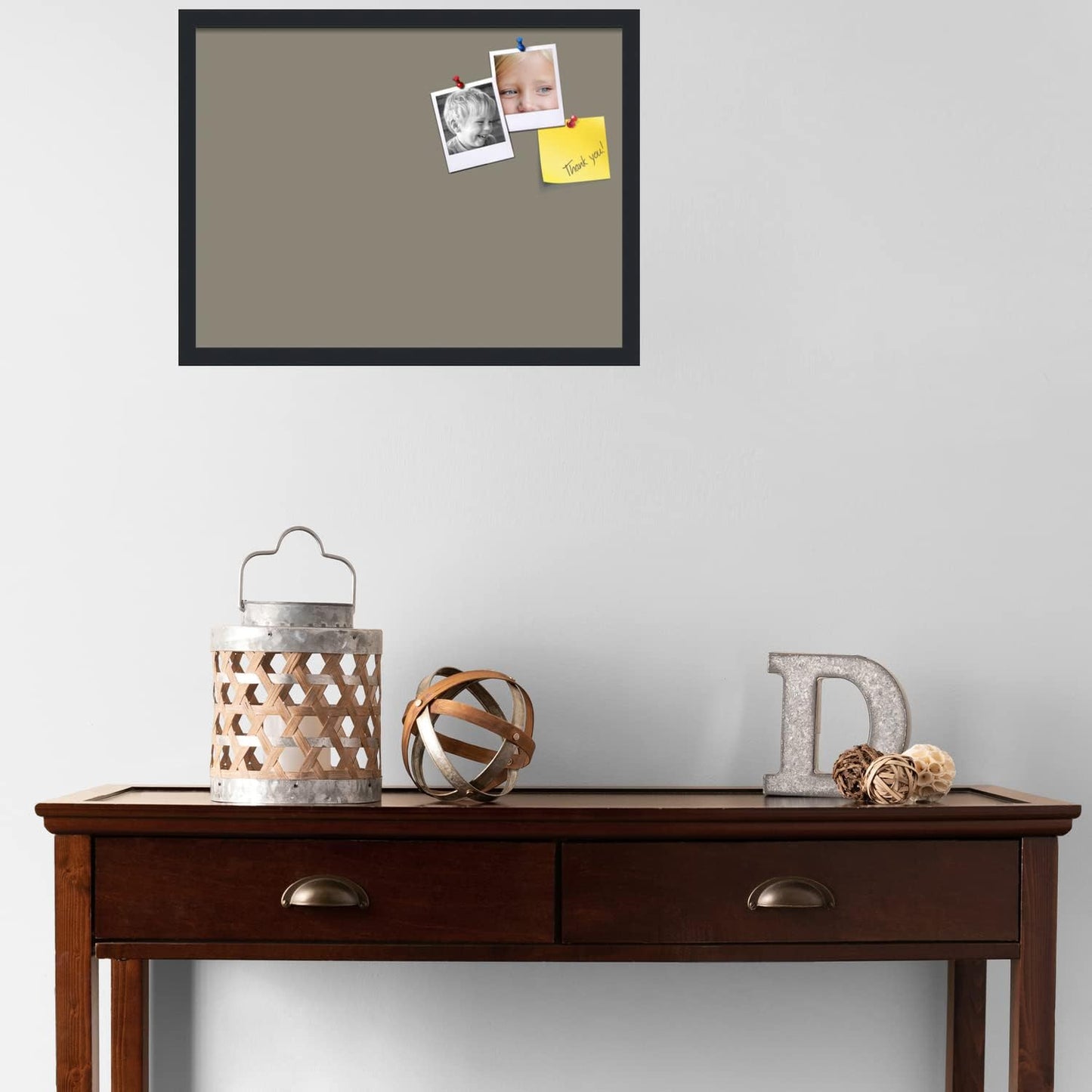PinPix 24x18 Inch Cork Bulletin Board. This Decorative Framed Pin Board Comes with Pewter Design and a Satin Black Frame. Ideal for Home Office Decor or Message Board (PinPix-1812)
