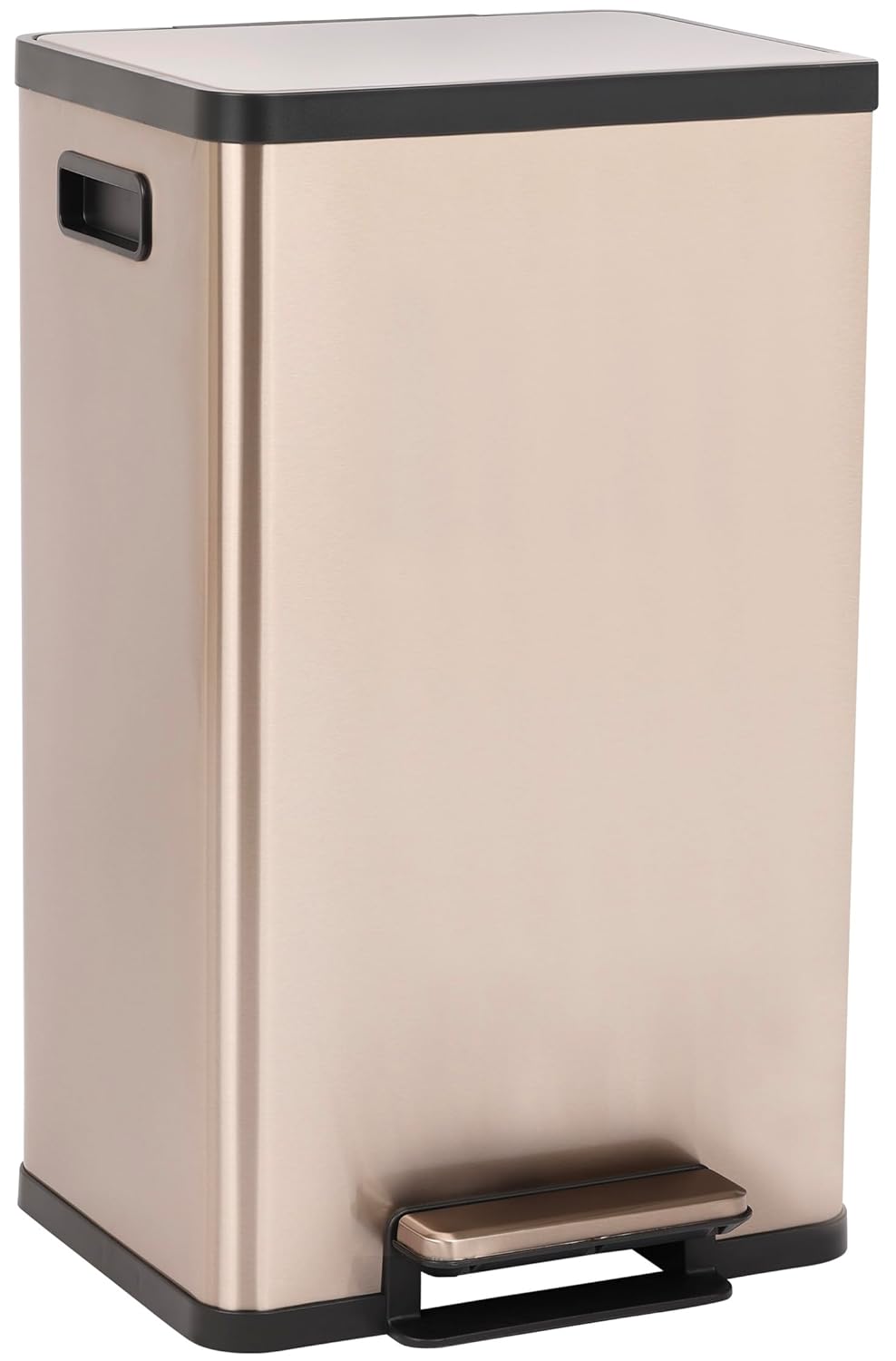 Simpli-Magic 13.2 Gallon (50L) Step Trash Can – Kitchen Garbage Can with Slow-Close Lid – Odor Control, Hands-Free, Easy to Clean, Brushed Stainless Steel (Rose Gold)