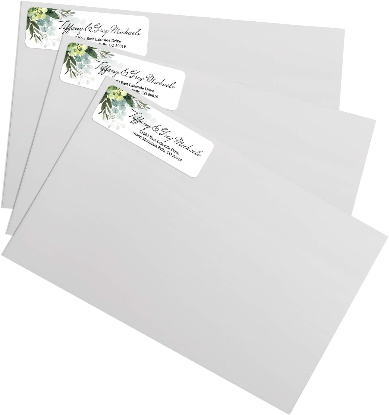 Floral Greenery Rolled Address Labels/Roll of 500 Personalized Address Labels/Designer Return Address Stickers in Elegant Plastic Dispenser
